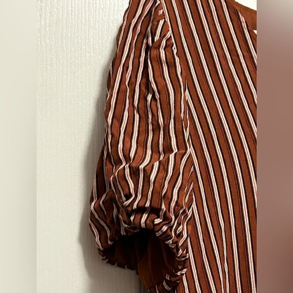 Loft striped dress with side ties boho Women’s size 4 V-neck - Picture 9 of 16